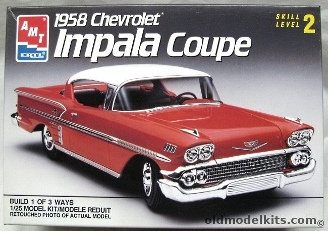 AMT 1/25 1958 Chevrolet Impala 2 Door Coupe - 3 in 1 - Stock / Show Custom / Street Rod, 6548 plastic model kit